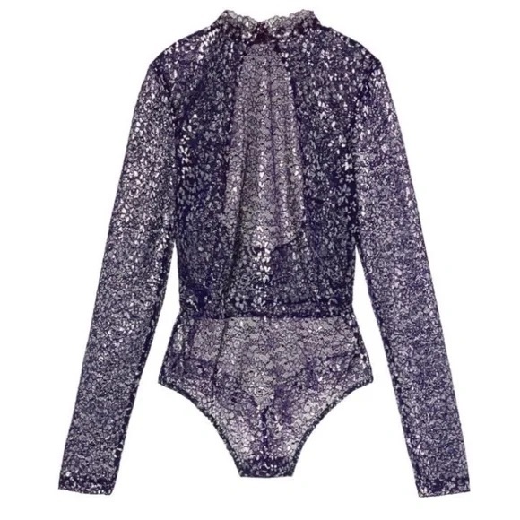 VICTORIA’S SECRET Dream Angels Navy and Silver Lace Bodysuit - Size S NWT RUNWAY - Picture 1 of 2